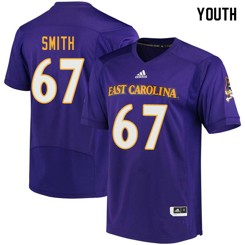 Youth #67 D'Ante Smith East Carolina Pirates College Football Jerseys Sale-Purple - Click Image to Close